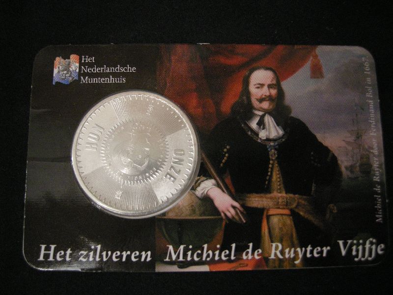 5 Euromunt Michiel de Ruijter Nederland coincard HNM (afbeelding voor) 5 Euromunt Michiel de Ruijter Nederland coincard HNM